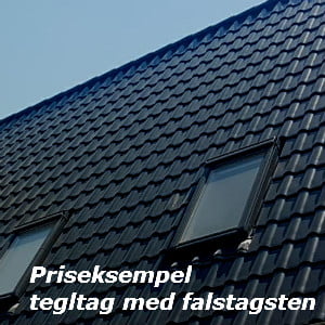 Priseksempel på tegltag med Falstagsten