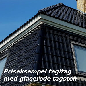 Priseksempel på tegltag med glaserede tagsten