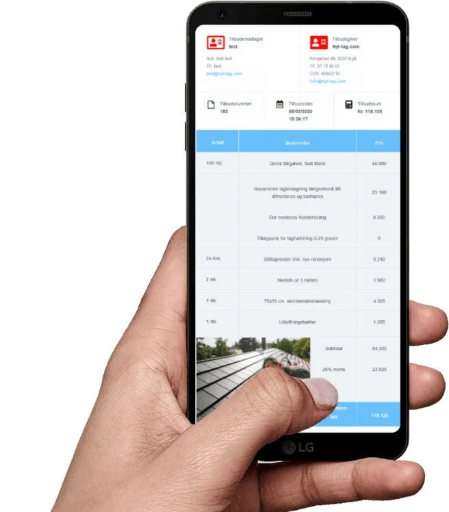 Beregn pris på nyt tag med mobilen laptoppen eller den stationære
