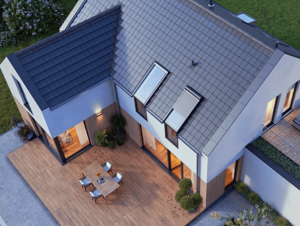 Moderne villa med solcelletagsten